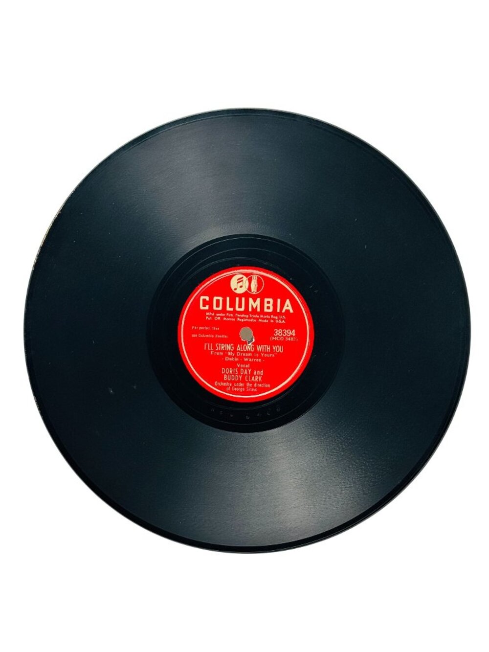 Doris Day Buddy Clark Ill String Along With You 78rpm Shellac Columbia 38394 VG+